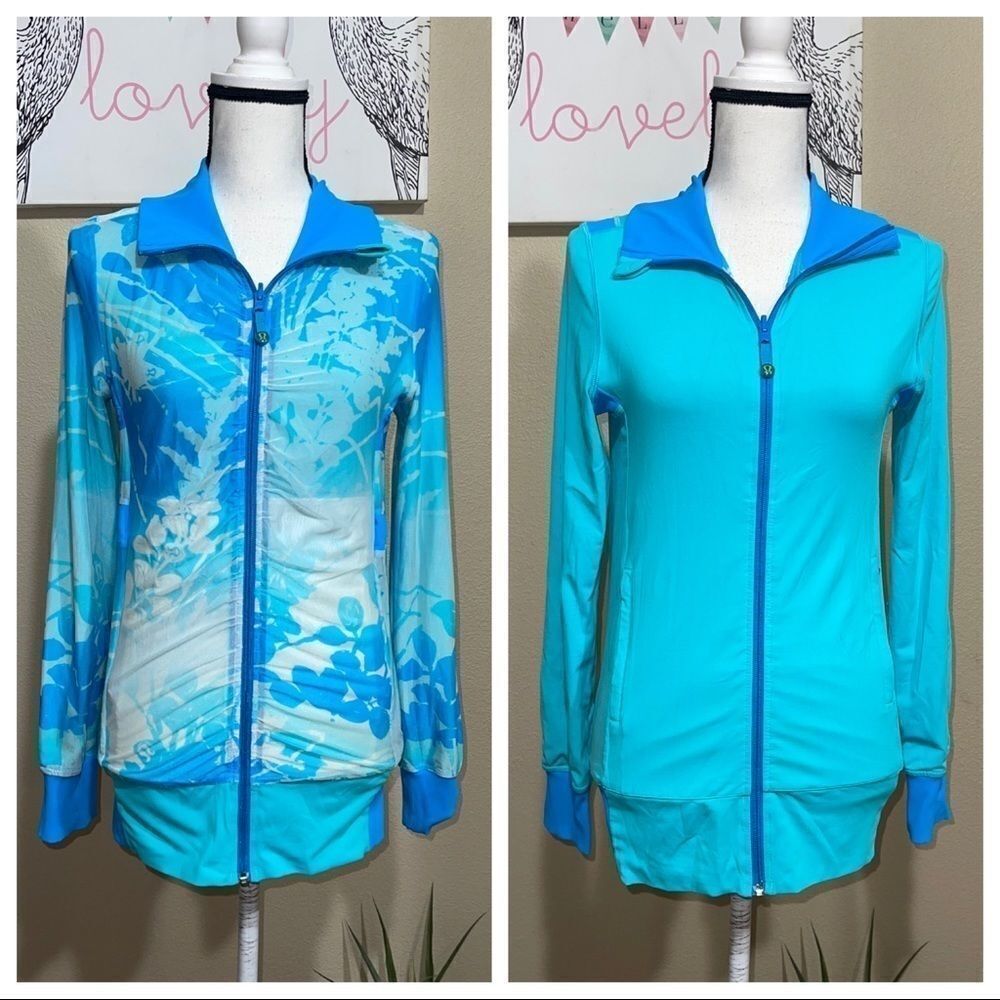 Lululemon Aqua Blue/Aqua Green Reversible Jacket Activewear